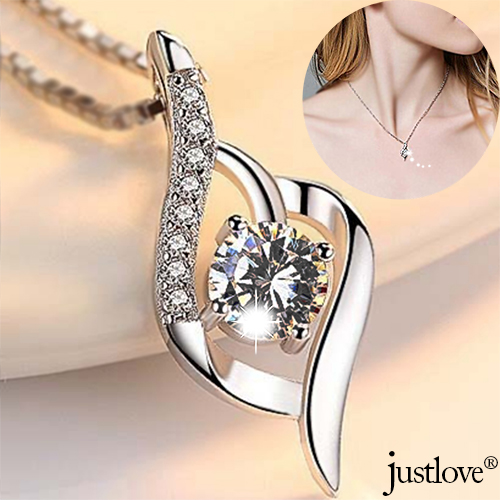 【justlove璀璨配飾】非常亮晶晶925純銀晶鑽八心八箭四爪鑲嵌時尚優雅閃耀吸睛百搭女短項鍊(白鑽 AB-3010)