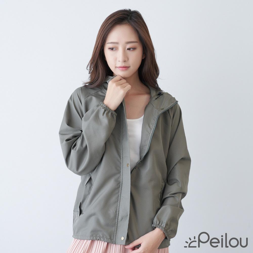 貝柔防風防潑水輕量連帽外套_軍綠(女)