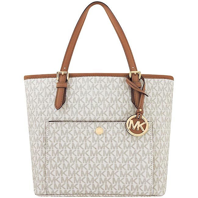 MICHAEL KORS Jet Set LOGO PVC托特包-白色
