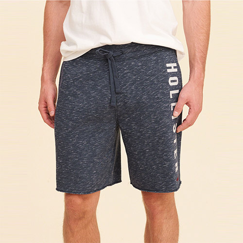 Hollister 海鷗 經典刺繡文字設計短棉褲-深藍色 335-415-0374-202