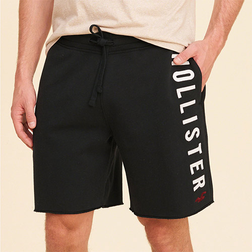 Hollister 海鷗 經典刺繡文字設計短棉褲-黑色 335-415-0374-900