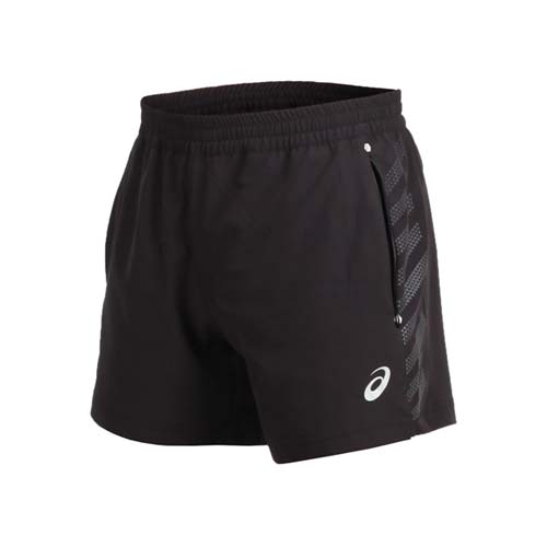 (男) ASICS 慢跑短褲-三分褲 訓練 慢跑 路跑 亞瑟士 黑灰