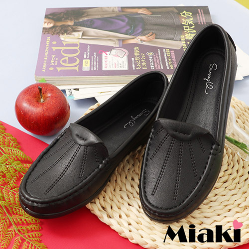 【Miaki】通勤鞋.時尚素面休閒包鞋 (黑色)