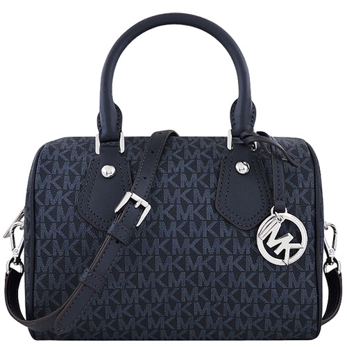 MICHAEL KORS Aria LOGO PVC手提/斜背兩用包-星夜藍色