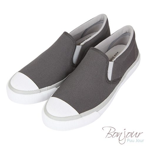BONJOUR☆可水洗!超柔軟帆布休閒鞋Slip-On【ZB0339】深灰