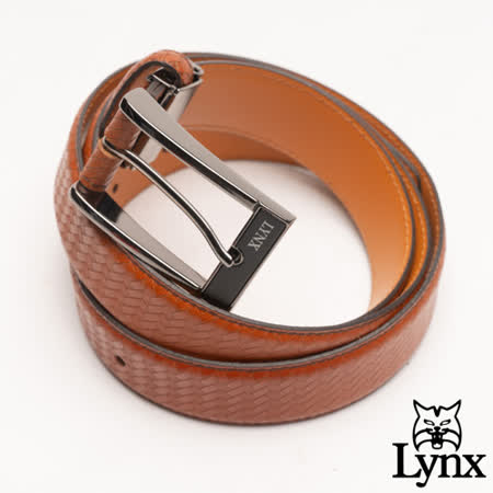 Lynx - 美國山貓編織壓紋男士真皮穿針式皮帶-共2色