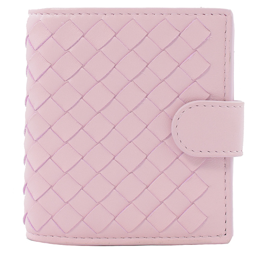 BOTTEGA VENETA 編織扣式零錢短夾.杏仁糖色