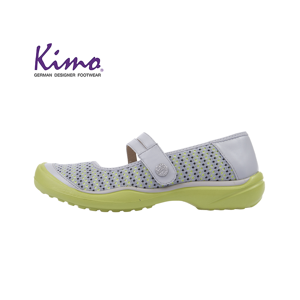 【Kimo 德國品牌健康鞋】羊皮鏤空繫帶寬楦懶人平底休閒鞋(低調灰KAISF073232)