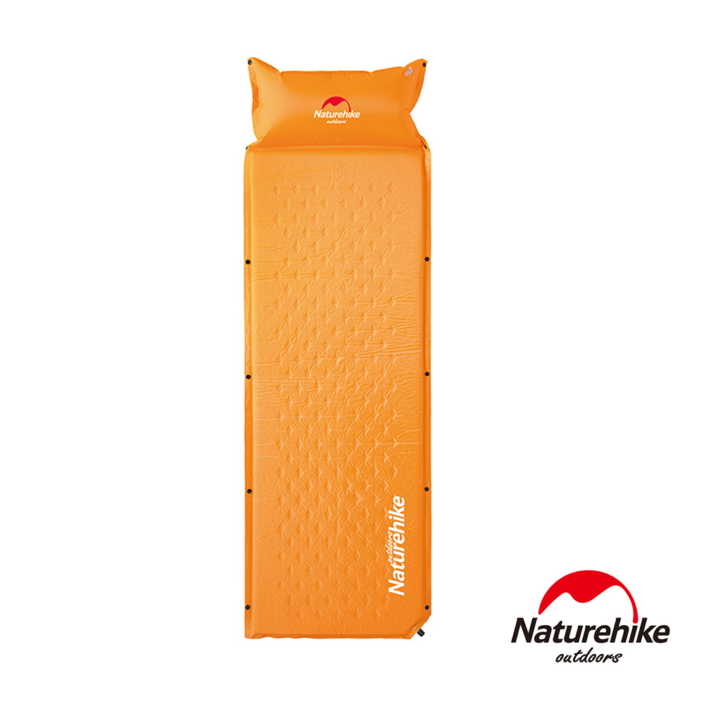 Naturehike 自動充氣 帶枕式單人睡墊 橙色
