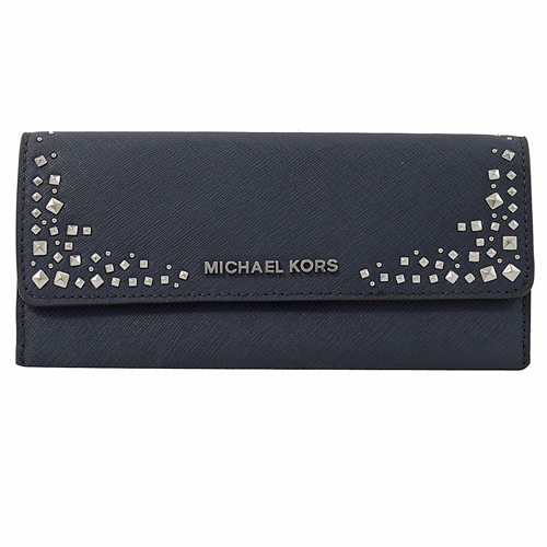 MICHAEL KORS GIFTABLES 鉚釘扣式零錢長夾.海軍藍