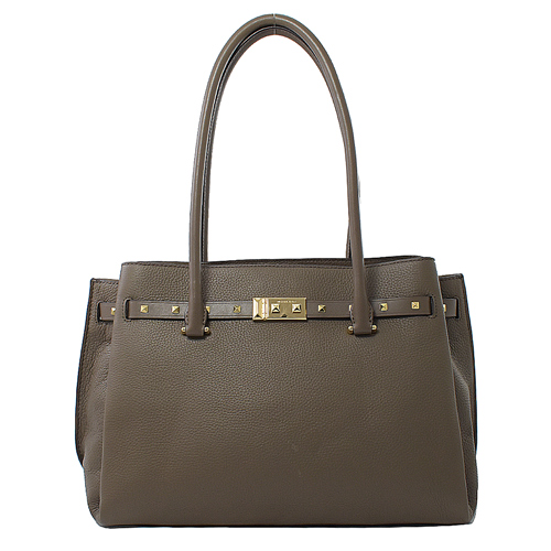 MICHAEL KORS Addison 大款 鉚釘三層肩背包.蘑菇灰