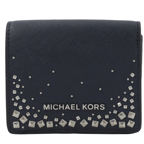 MICHAEL KORS GIFTABLES 鉚釘扣式零錢短夾.海軍藍