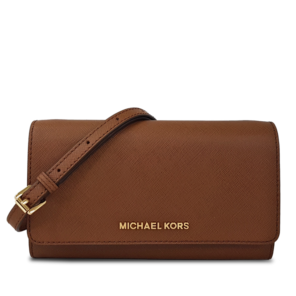 MICHAEL KORS 經典素面防刮WOC斜背包-棕色