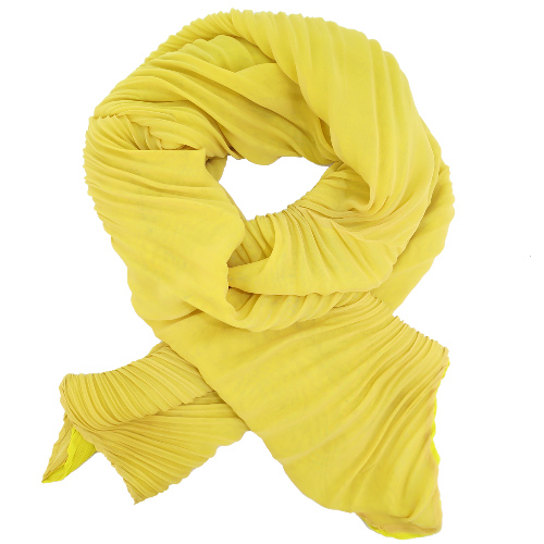 ISSEY MIYAKE 三宅一生 PLEATS PLEASE 雙色斜紋圍巾(芥黃)