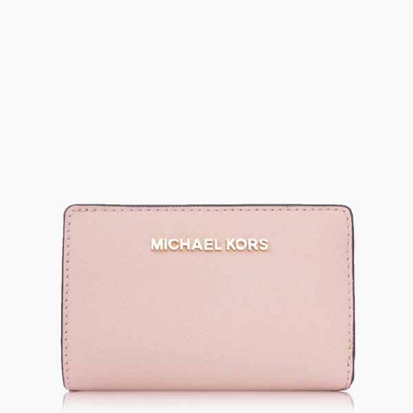 MICHAEL KORS 十字紋皮革 / 拉鏈中夾_淡粉