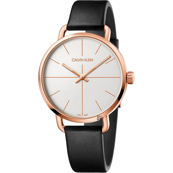 Calvin Klein CK Even 超然系列十字線手錶-銀x玫瑰金框/42mm K7B216C6