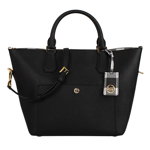 MICHAEL KORS- 小圓金吊飾防刮手提/肩斜背包(黑/黑白格)