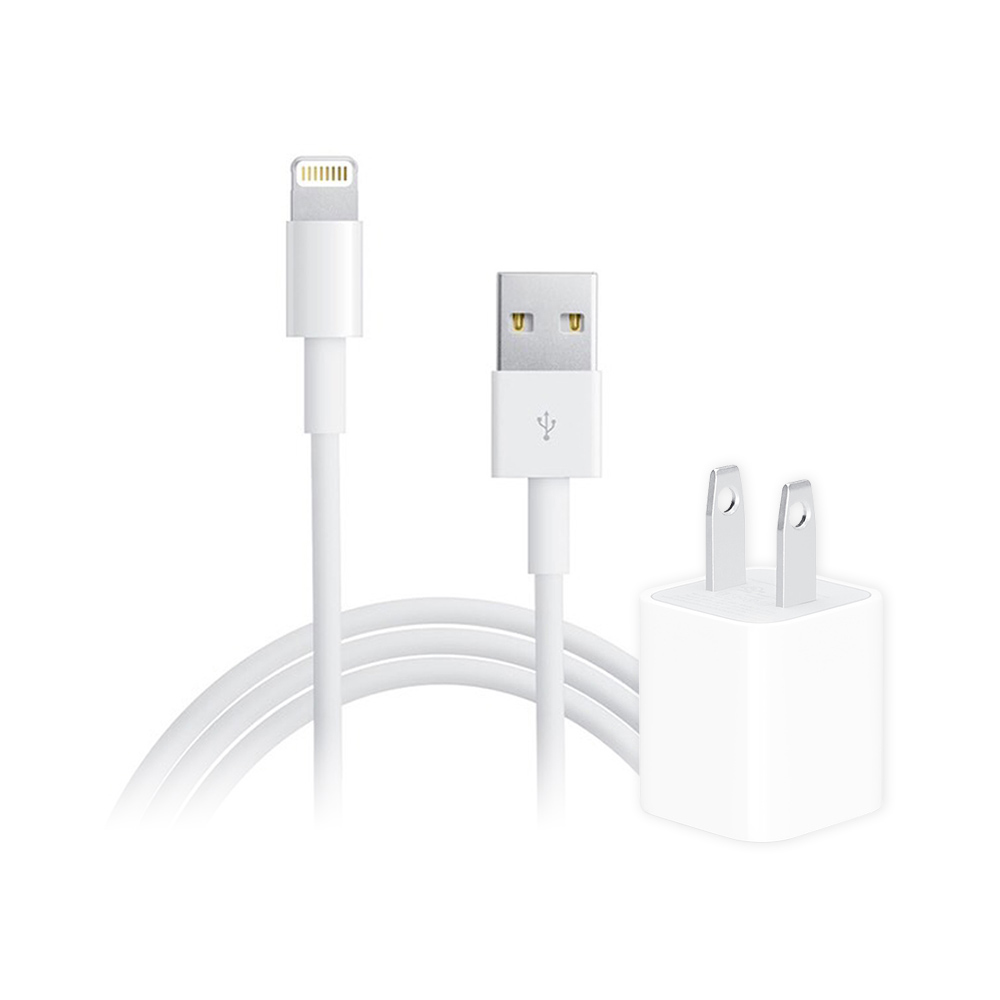 Apple適用 5W USB 電源轉接器 + 新款 Lightning 8pin 1M 連接傳輸線組 (密封袋裝)