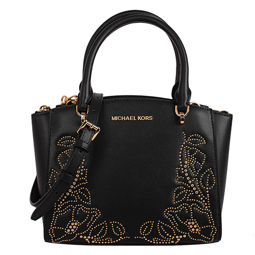 MICHAEL KORS- 鉚釘花紋皮革手提肩背包(黑)