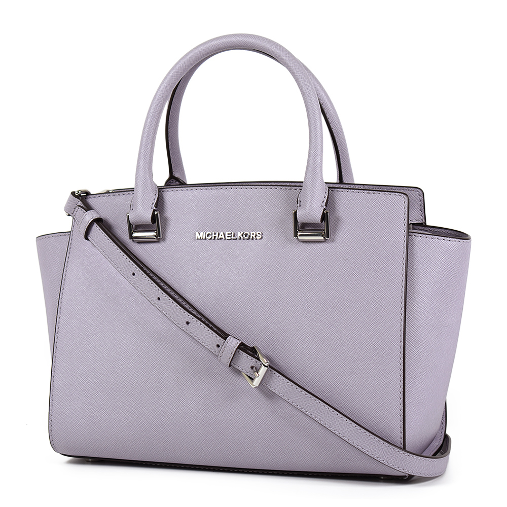 MICHAEL KORS SELMA 銀字防刮皮革手提/斜背二用包-淺紫色