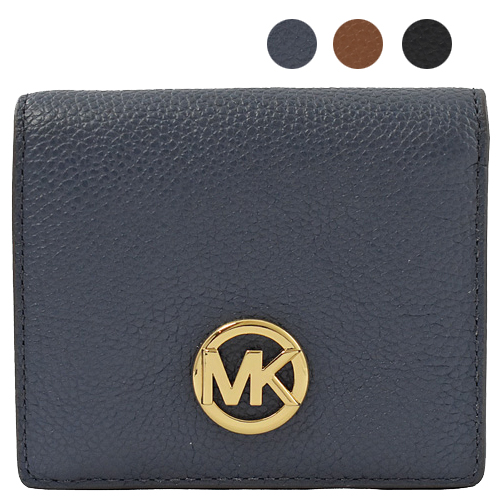 MICHAEL KORS FULTON 圓形LOGO荔枝牛皮零錢短夾.任選