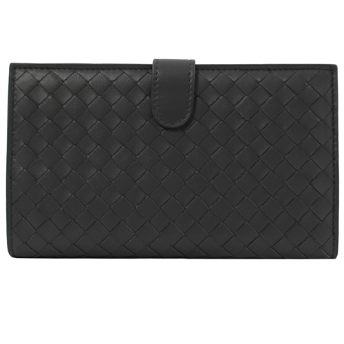 BOTTEGA VENETA 編織皮革扣式中夾.石墨灰