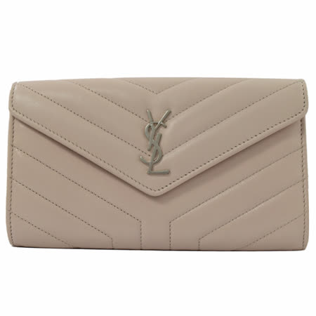 YSL 
V字菱格紋壓釦長夾