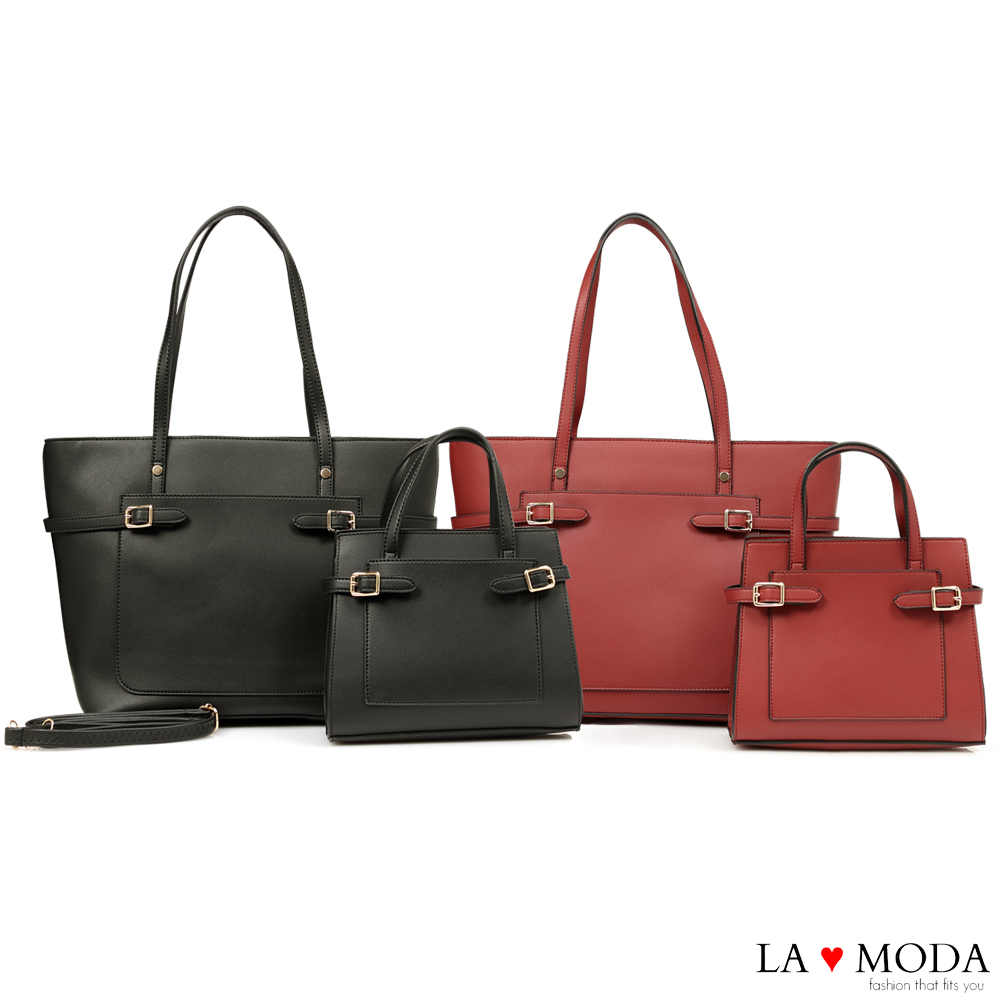 La Moda 質感滿分百搭肩背手提子母包托特包(共2色)
