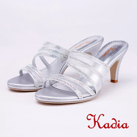kadia
典雅水鑽網紗高跟拖鞋