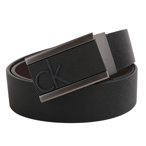 【Calvin Klein】金屬方鐵牌CK LOGO皮帶頭牛皮革皮帶32~38