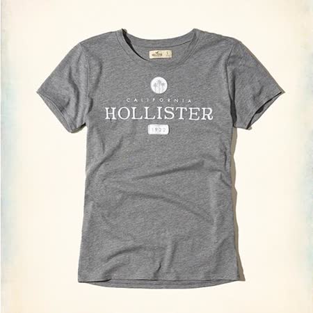 Hollister 海鷗 經典文字短袖T恤(女)-灰色 357-586-0189-112