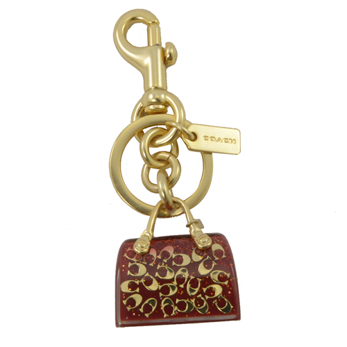 COACH 限量 金屬C LOGO手提包造型鑰匙圈.紅