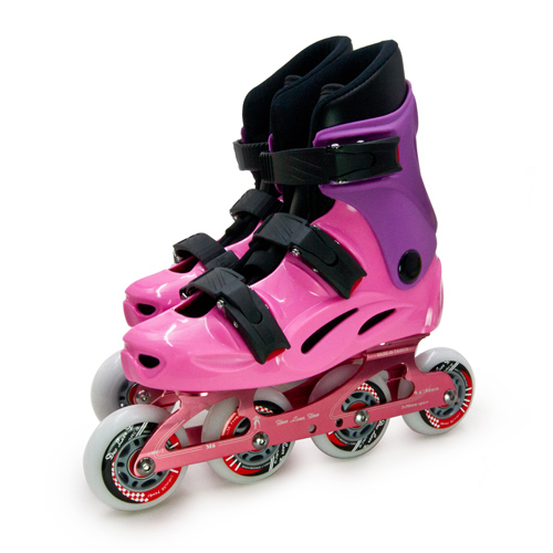 【D.L.D多輪多】專業競速鋁合金底座直排輪 溜冰鞋(粉紫 M6 附贈太空背包)