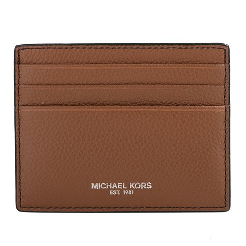 MICHAEL KORS- 銀字荔枝紋皮革卡片夾(駝)