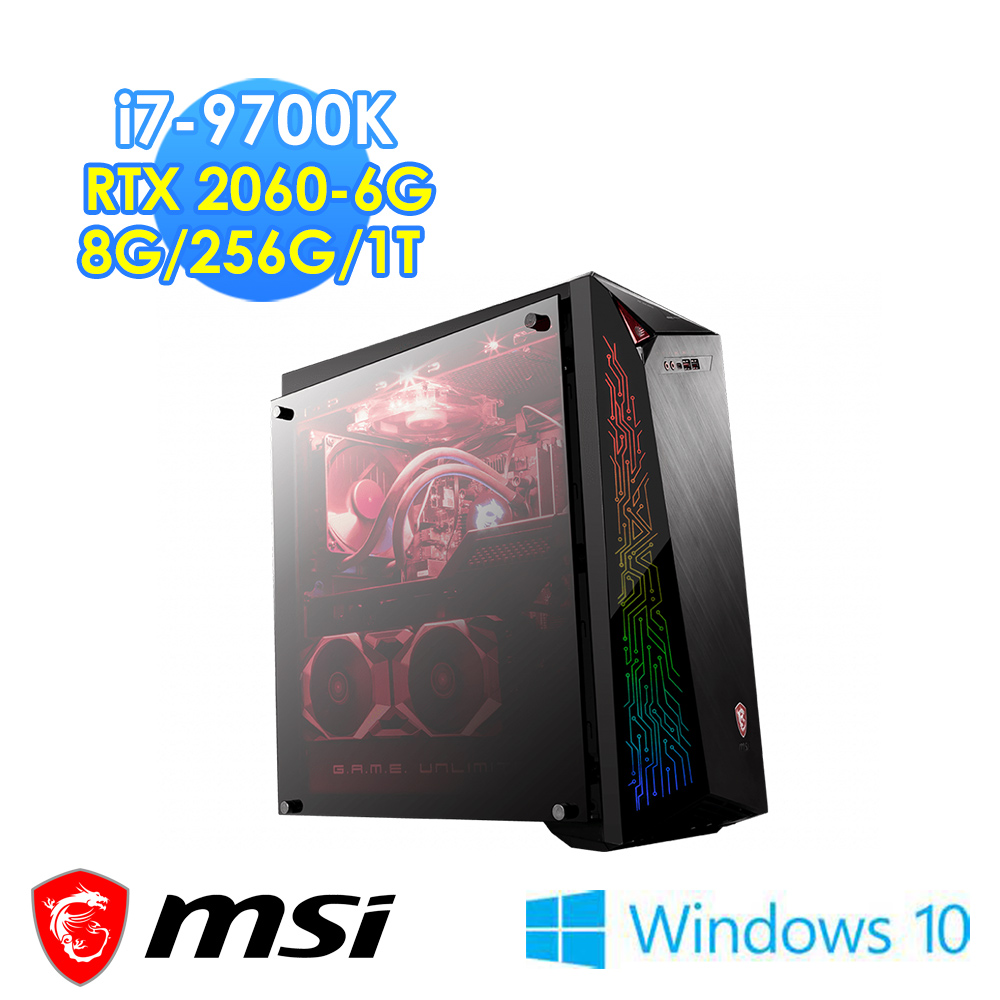 msi微星 Infinite X Plus 9SC-407TW電競桌機(i7-9700K/8G/256G+1T/RTX2060-6G/WIN10)
