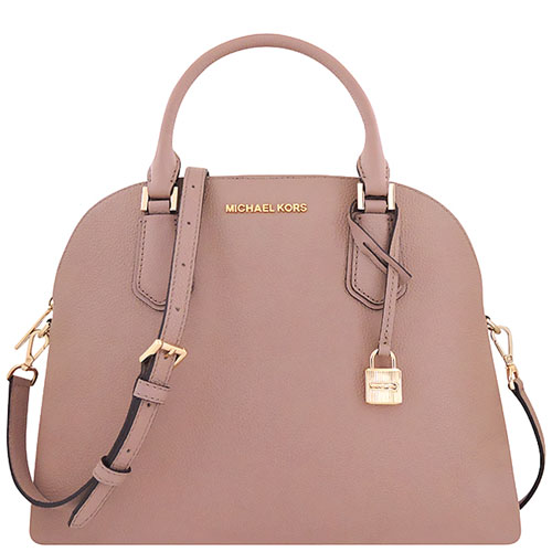 MICHAEL KORS Adele 荔枝紋牛皮手提/斜背兩用包-大型/粉藕色