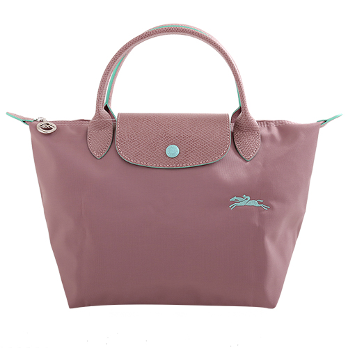 LONGCHAMP- LE PLIAGE 小馬logo短把手提水餃包(豆沙粉)S