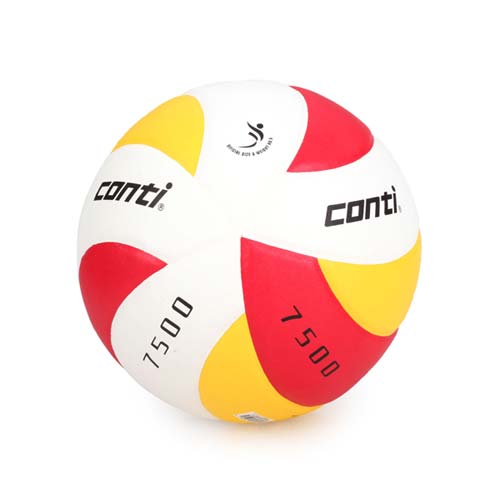 conti 5號日本頂級超級細纖纖維貼布排球 紅黃白 F