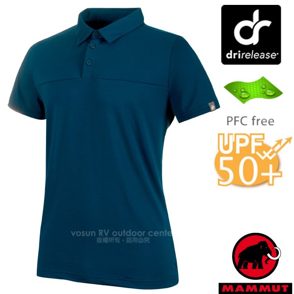 【瑞士 MAMMUT 長毛象】男款 Trovat Tour Polo 彈性短袖排汗快乾排汗衣/1017-00031-50134 波賽頓藍