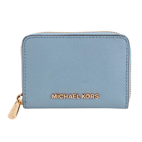 MICHAEL KORS- 金字防刮皮革卡片夾包(天空藍色)