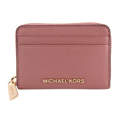 MICHAEL KORS- 金字荔枝紋皮革卡片夾包(胭脂粉)