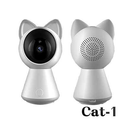 【uta】萌貓造型1080P無線網路旋轉監視器Cat1(升級版)白色