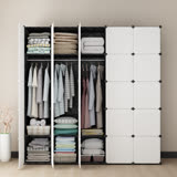 【Mr.Box】25格25門5掛 百變組合衣櫥收納櫃(黑白款)/整理收納組合櫃