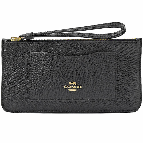 COACH 金屬LOGO 手掛式多卡長夾/萬用包.黑