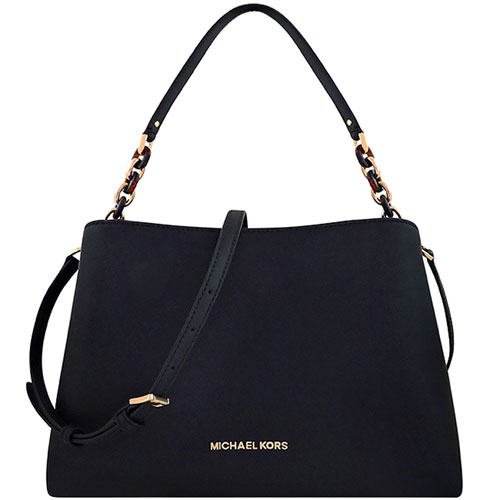 MICHAEL KORS Sofia 防刮牛皮鍊帶肩背/斜背兩用包-大型(黑色)