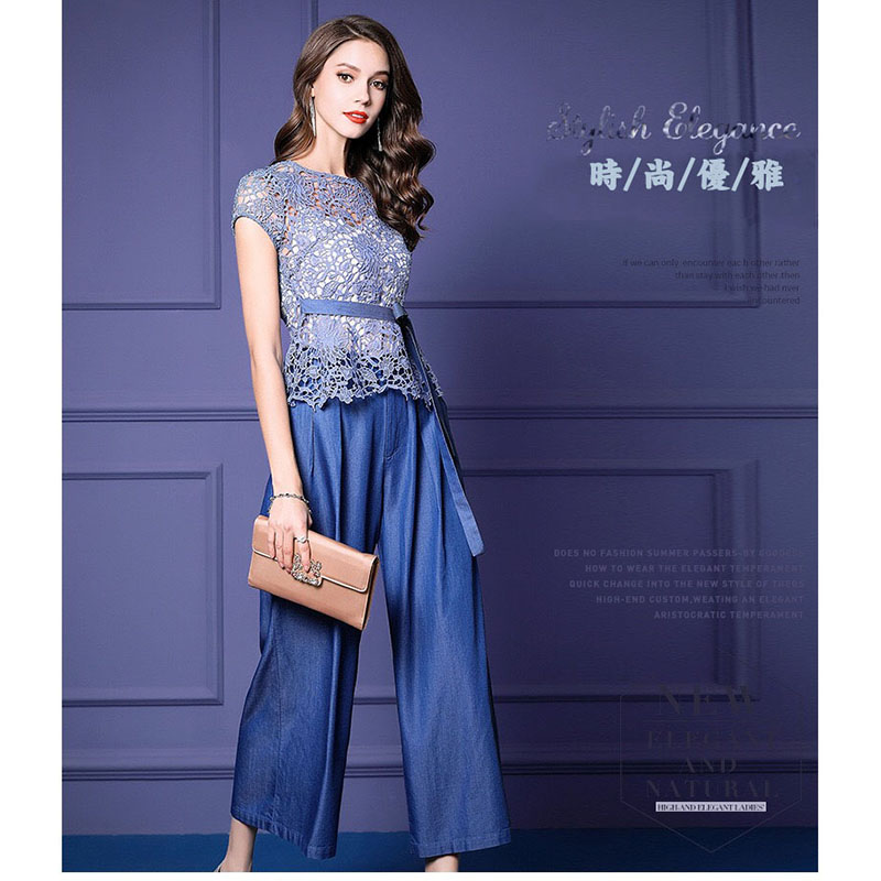 Olivia奧莉精品 網狀兩件式上衣搭寬褲套裝 S~L 套裝 寬褲 兩件式上衣 少淑女服