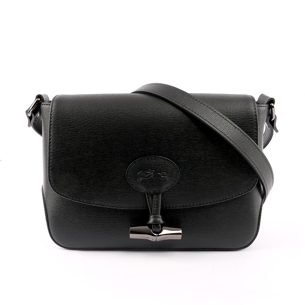【LONGCHAMP】ROSEAU牛皮斜背包(黑色) 2079871001