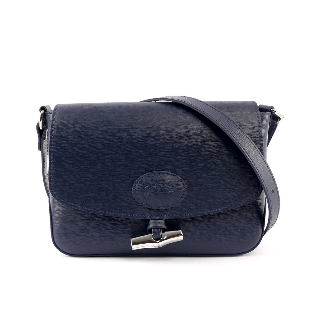 【LONGCHAMP】ROSEAU牛皮斜背包(深藍色) 2079871006