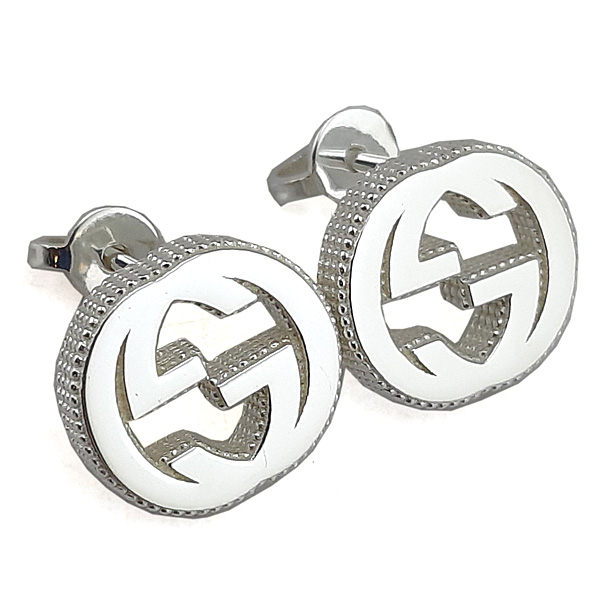 GUCCI 2019新款-925純銀-Interlocking 雙G針式耳環