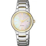 citizen 星辰 限量光動能浪漫女錶-珍珠貝x金圈/29mm ew2524-55n